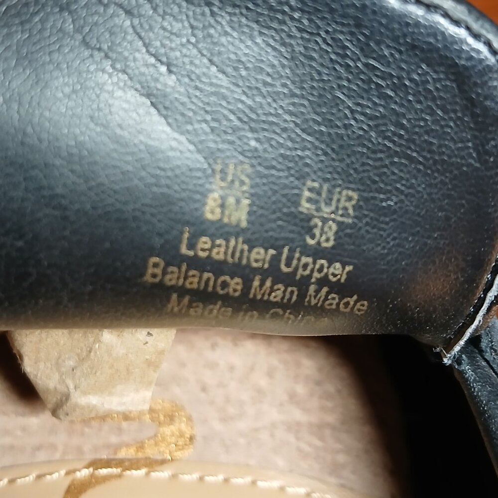 SAM EDELMAN Black Leather Mules Gold Bar & Chain 8M- like new. - Picture 7 of 8